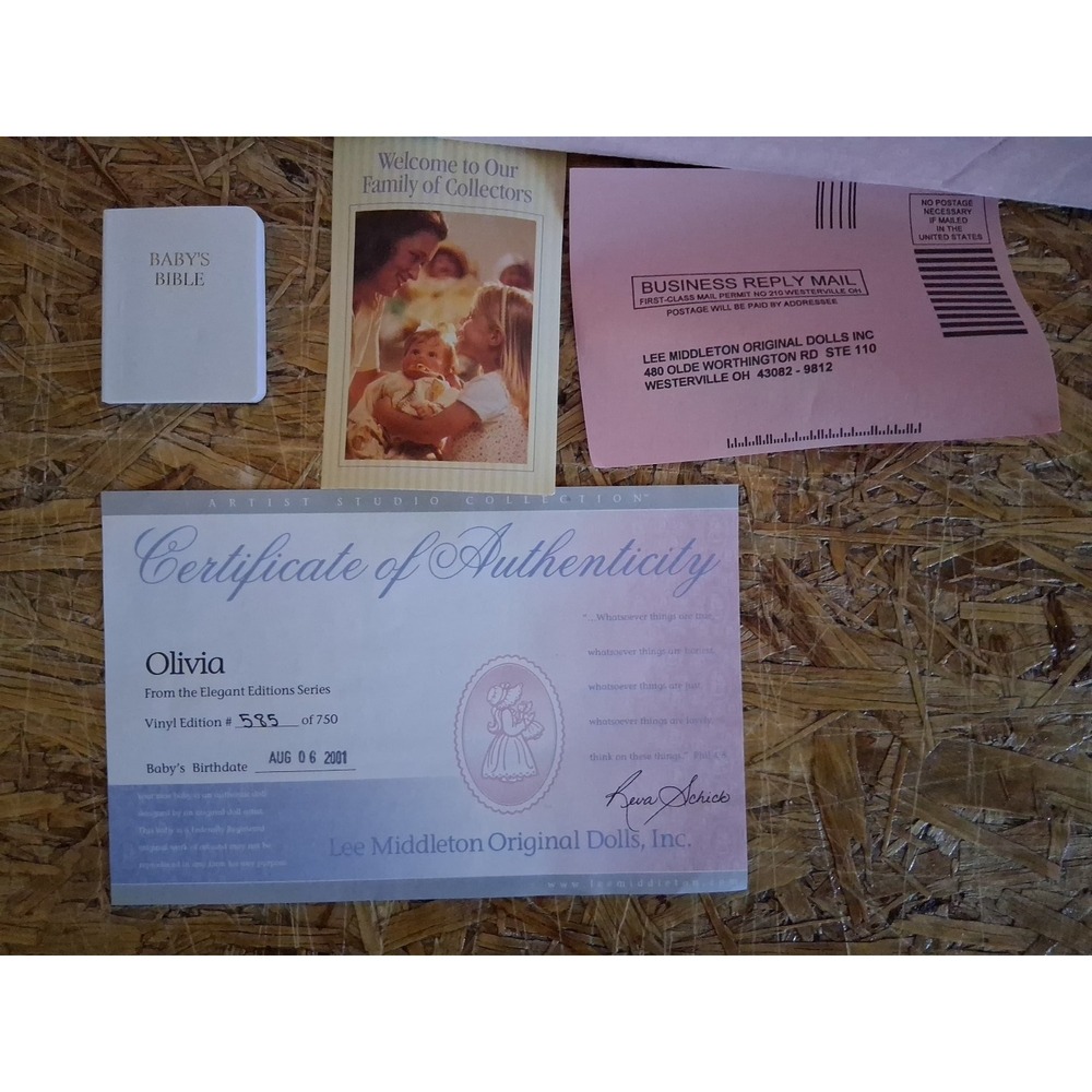LEE MIDDLETON "Olivia" Elegant Edition Series WITH COA By Reva Schick New In Box - Picture 13 of 16